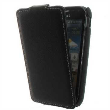 Flip-Style Kunstleder Tasche Vertikal m. Halterung für Samsung Galaxy Ace 2 i8160 - Schwarz
