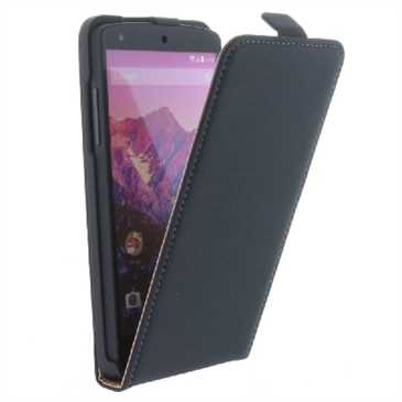 Flip-Style Tasche Vertikal mit Halterung für Google Nexus 5 / LG E980 - Schwarz