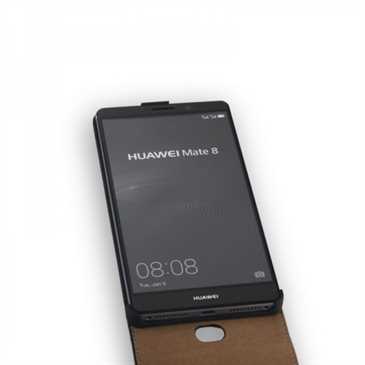 Flip-Style Tasche Vertikal für Huawei Mate 8 - mit Halterung - Schwarz