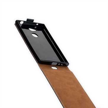 Flip-Style Tasche Vertikal für Sony Xperia L2 - mit Halterung - schwarz