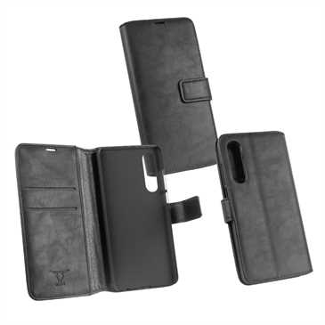 Book Wallet Tasche mit Halterung für Huawei P30 - schwarz