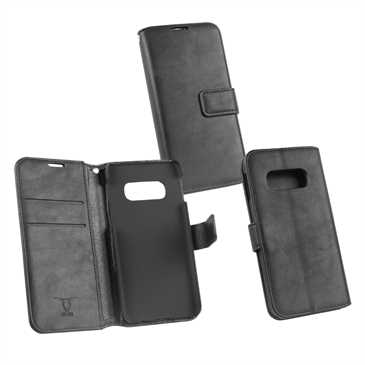 Book Wallet Tasche mit Halterung für Samsung Galaxy S10e - schwarz