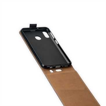 Flip-Style Tasche Vertikal für Samsung Galaxy M20 - mit Halterung - schwarz