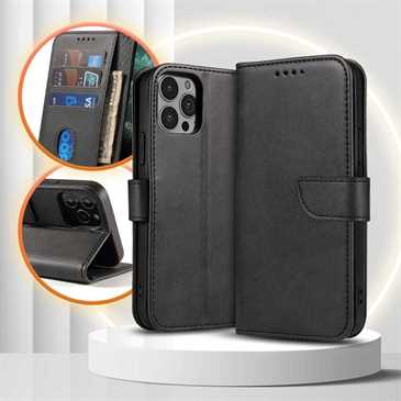 Book Wallet SMART MAGNET Premium Tasche mit Ständer für Apple iPhone 15 Plus - schwarz