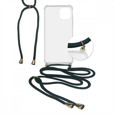 Umhängetasche Handykordel schwarz für Apple iPhone 13 Pro Max , Hybridcover mit Kantenschutz