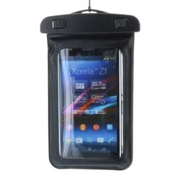 Mobiltelefon Schutzhülle wasserdicht für Geräte bis 146,85 x 82,95 x 9,65 mm (Tragegurt) - schwarz