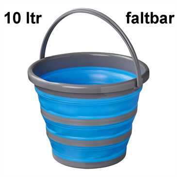 Campingeimer, Faltbarer Eimer, Faltkübel, mit Henkel, rund, 10 Liter, blau/ grau