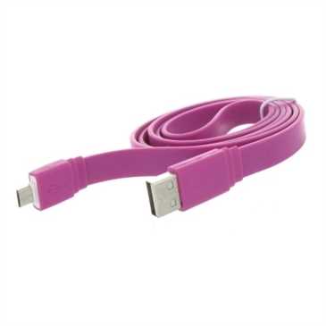 USB Lade-/ Datenkabel 1,2 m - Flachkabel - für Micro-USB Geräte - 1,20m - Pink