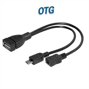 USB OTG Adapterkabel 0,2 m - Micro-USB B Stecker + Micro-USB B Buchse > USB A Buchse - 0,2 m - sw