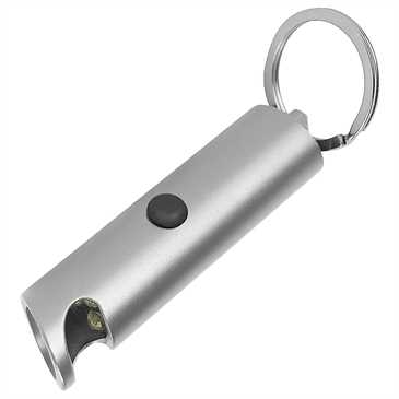 Schlüsselanhänger mit Taschenlampe & Flaschenöffner - Farbe: Silber