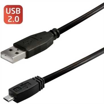 Micro-USB Kabel 1,8 m - USB-A Stecker 4pol. an Micro-USB B Stecker 5pol. - schwarz