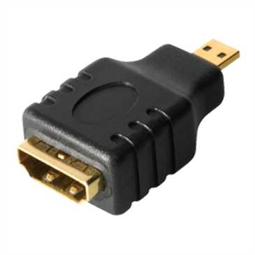 HDMI™ Typ D Micro Adapter (HDMI-Kupplung 19 pol. > HDMI-Stecker 19 pol. Typ D), schwarz, vergoldet