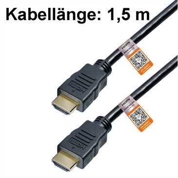 HDMI Premium zertifiziertes Kabel 1,5 m - für Datenraten bis 18 Gbit/s, 60Hz, HDMI 2.0, 3D, UHD/4K