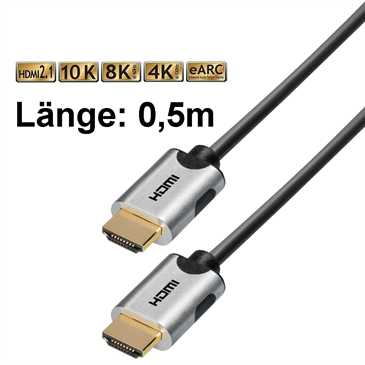 Ultra High Speed HDMI™ Kabel 0,5 m gemäß HDMI 2.1 für Videoauflösungen 10K, 8K@60Hz, 4K@120Hz