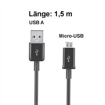Samsung Micro-USB Daten-/ Ladekabel 1,5 m - ECB-DU4EBE mit Micro-USB Stecker > USB 2.0 A - schwarz