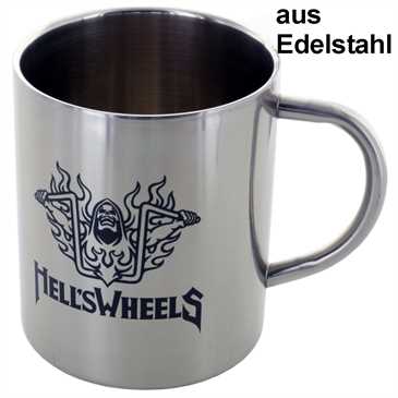 Hell's Wheels Tasse aus Edelstahl für Kaffee oder Tee - 260 ml - silberfarben