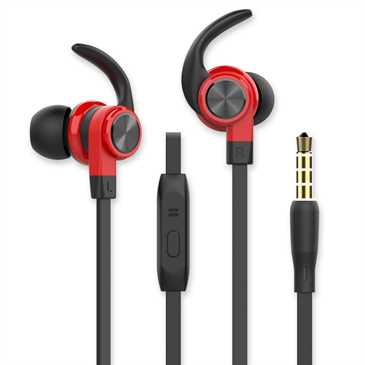 In-Ear Sport Headset 3,5 mm - Rufannahme-Taste - Sicherer Tragekomfort - Kabellänge: 1,2 m - sw/ rot