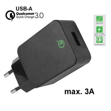 Netzteil 18W USB Quick Charge 3.0 Klasse A - 18W - 12V/9V/5V max. 3A - schwarz