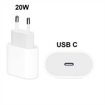 Apple 20W Netzteil USB C MHJE3ZM/A - USB C Power-Adaper Netzteil, OHNE KABEL, 100-240V - Polybeutel