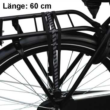 Fahrrad Gepäckgurt reflektierent - Länge: 60 cm - Farbe: schwarz/ weiß