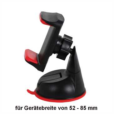 Auto Halter Saugfuß für Smartphones mit Breite von 52 - 85 mm - Farbe: Schwarz/ rot