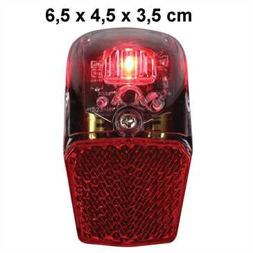Fahrrad Rücklicht LED mit Reflektor - 1 LED - 6,5 x 4,5 x 3,5 cm - 2 AAA-Batterien - rot/ schwarz