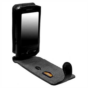 Krusell Orbit Flex Multidapt® Flip Echt Ledertasche 75449 für Samsung M8910 Pixon 12 - schwarz/ grau