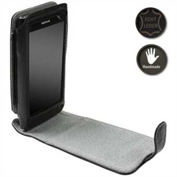 Krusell Orbit Flex Multidapt® Echt Ledertasche 75512 für Nokia N9 - schwarz/ grau