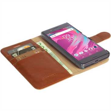 Krusell Tasche Ekerö Wallet Case 2in1 60626 für Sony Xperia X - Farbe: Cognac
