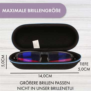 XiRRiX AntiSchock Brillen Hardcase Etui Brillenbox, Brillenetui, Innenmaß: 14 x 5 x 5 cm, sw/blau
