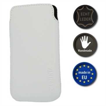 Valenta Pocket Malta 22 - White - Echt Leder Vertikaltasche - weiß (Made in Europe)