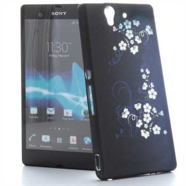 TPU Hülle / Skin für Sony Xperia Z - Design: Blue White Flower